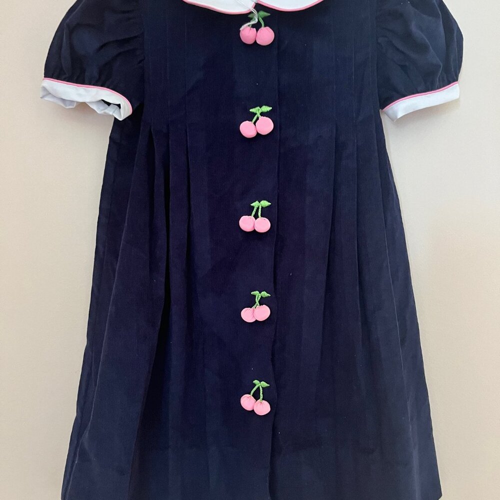 The Woman’s Exchange - Classic Cherry Dress (Navy Corduroy)